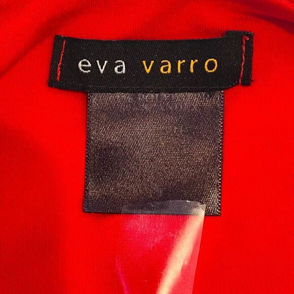 Eva Varro Scoop Neck Long Sleeve Stretch Lace-up Detail Top Red Small - Picture 5 of 6